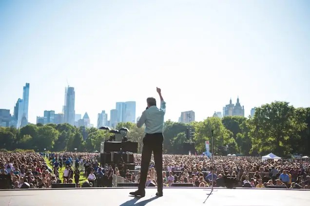 Mayor Bill de Blasio speaks at the Global Citizen Festival in Central Park on Saturday, September 23, 2017.